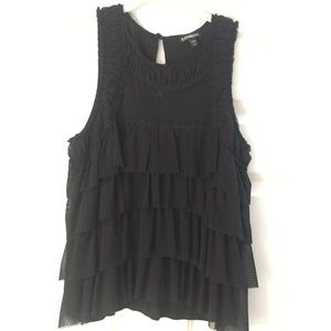 Black Express ruffle tank top - size small